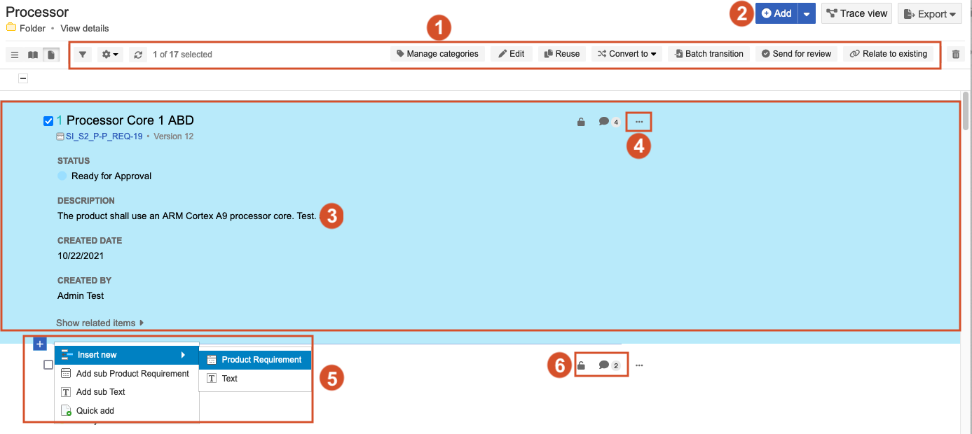 Document View, acccessed from the toolbar in the center details panel, lets you create, edit, read, and configure items' details