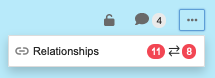 Open the Relationships panel: expand Widgets drop-down menu and select Relationships.