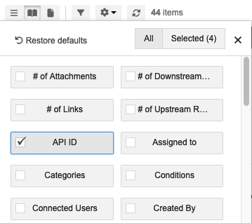 API IDs in List View.