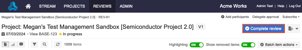 In the review, select Complete review.