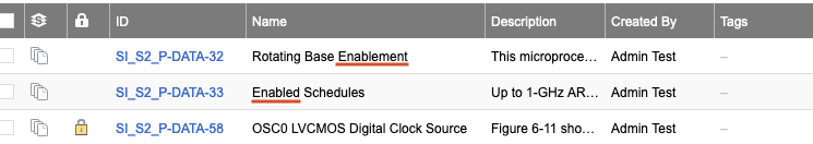 Example results of "enable" search.