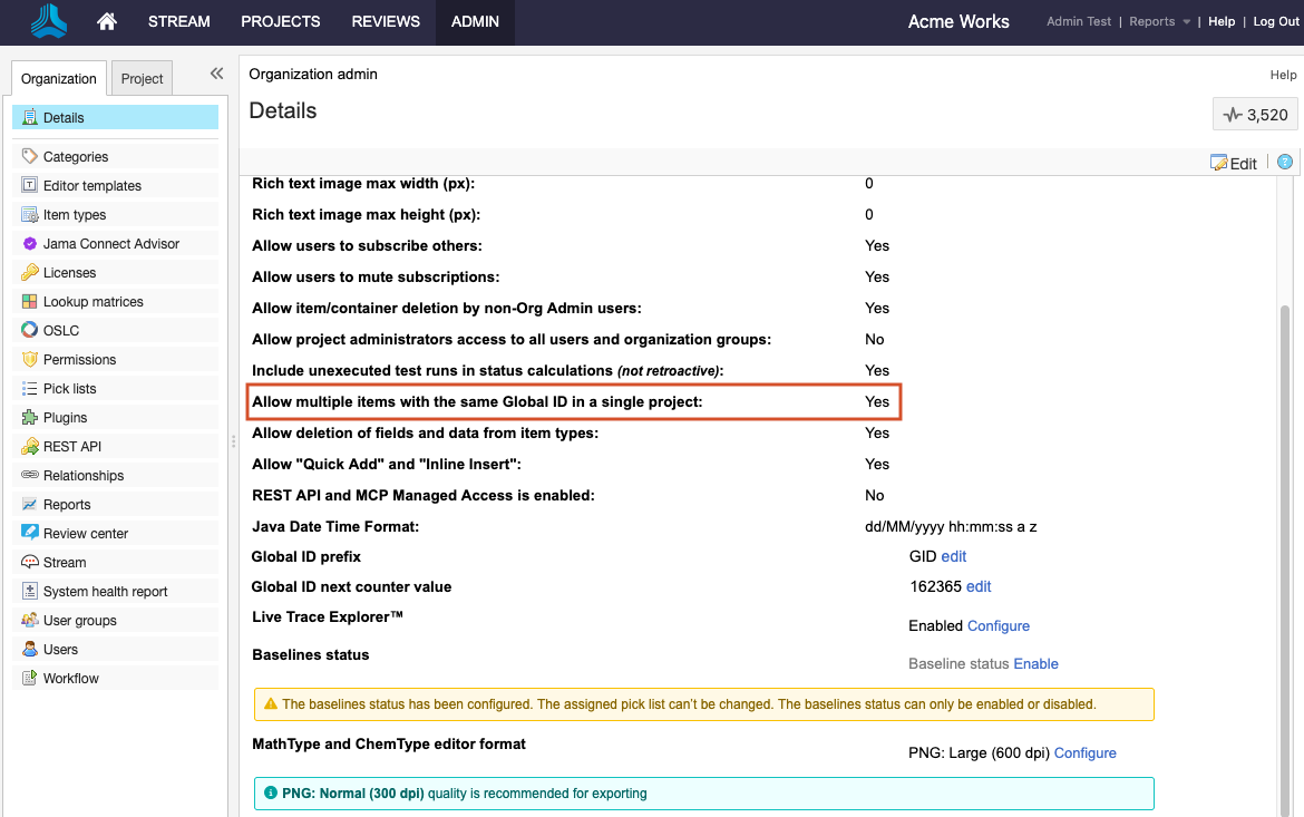 The Admin Details page lists options, with three options highlighted.