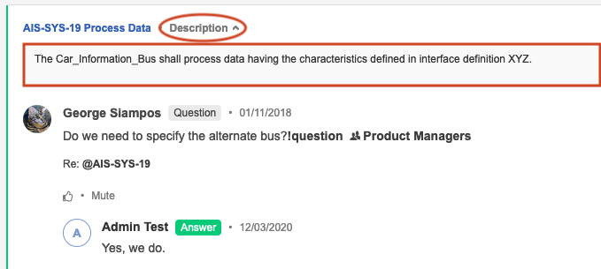 To see details about the referenced project or item, select Description.
